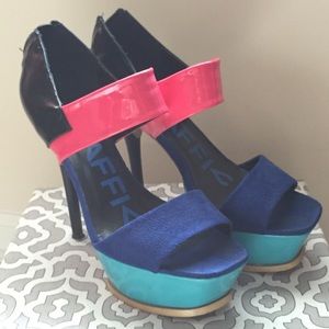Stiletto color block heels